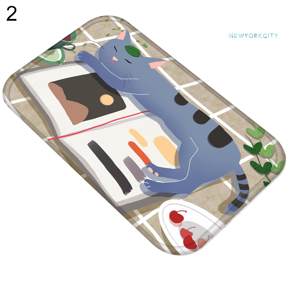 Thảm Chùi Chân Chống Trượt In Họa Tiết Mèo Dễ Thương Trang Trí Nhà Cửa