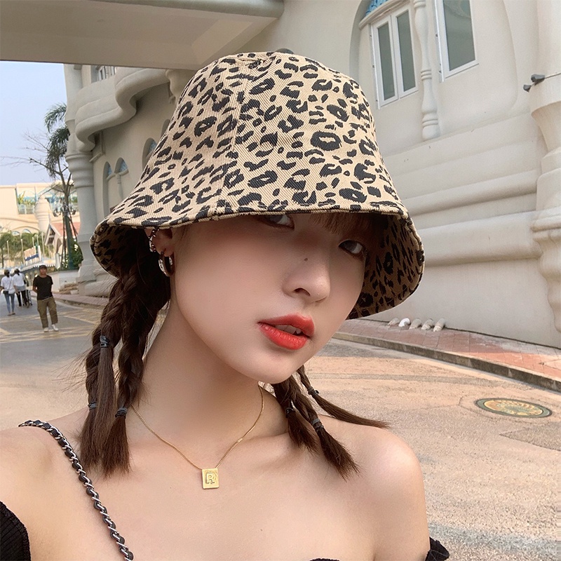 Nón Bucket Chống Nắng Hai Mặt In Họa Tiết Da Báo Phong Cách Retro Thời Trang Xuân Hè Cho Nữ