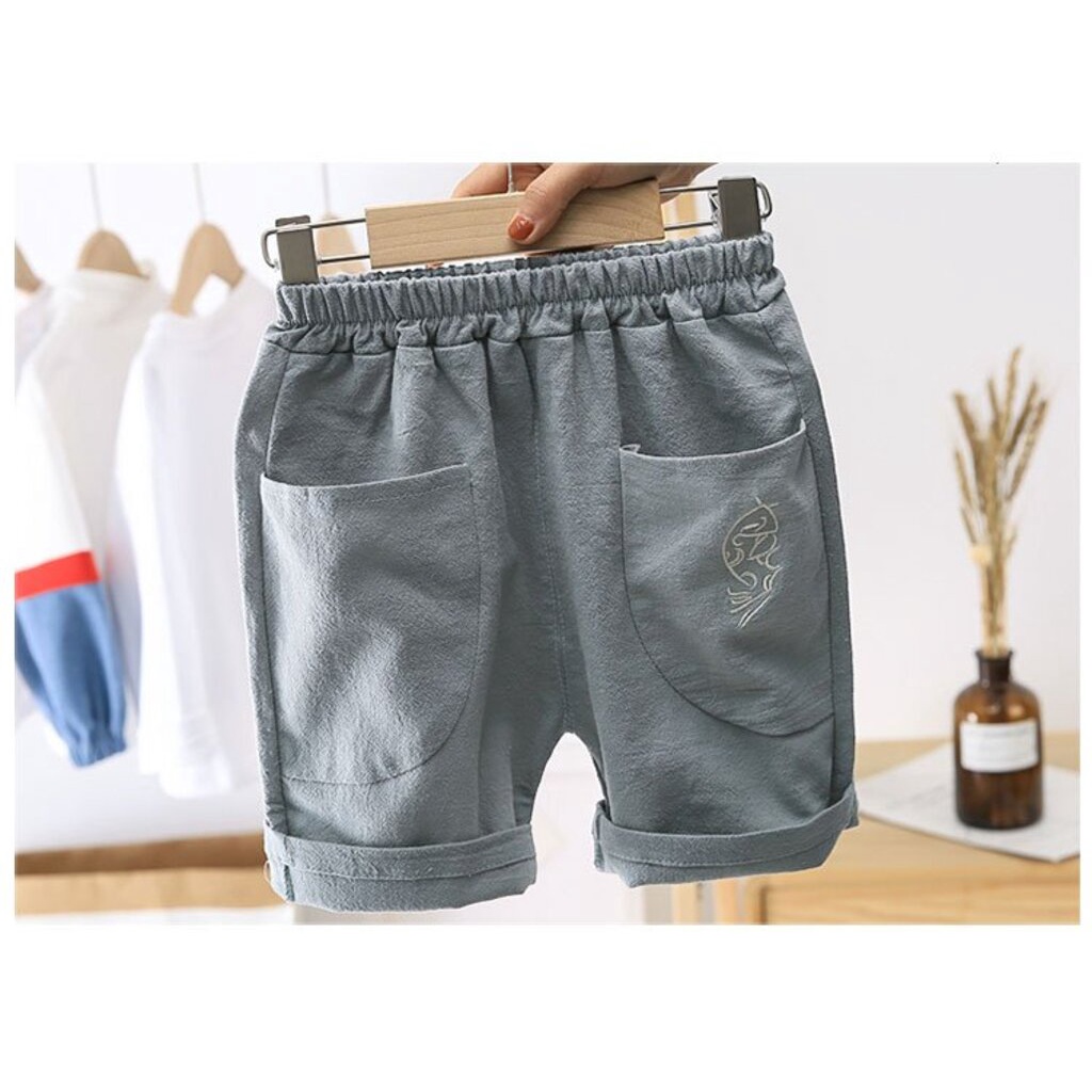 Quần áo bé trai TINY KIDS, bộ đồ trẻ em chất đũi hình vòng cổ, set đồ cho bé từ 6-28kg