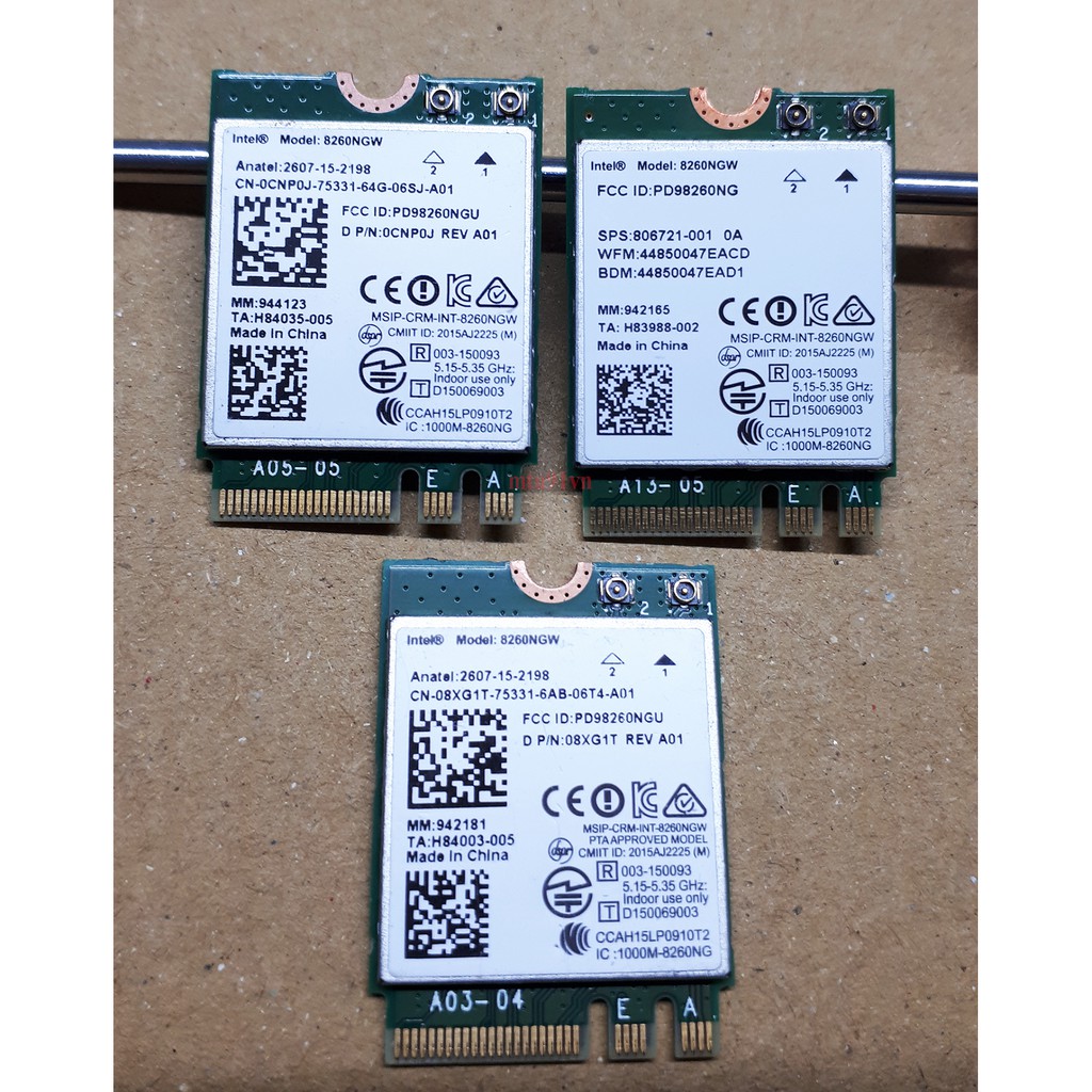 Card WiFi Laptop Intel 7265NGW / 8260NGW / 8265NGW / 9260NGW chuẩn AC có Blueooth (chân NGFF / M.2)