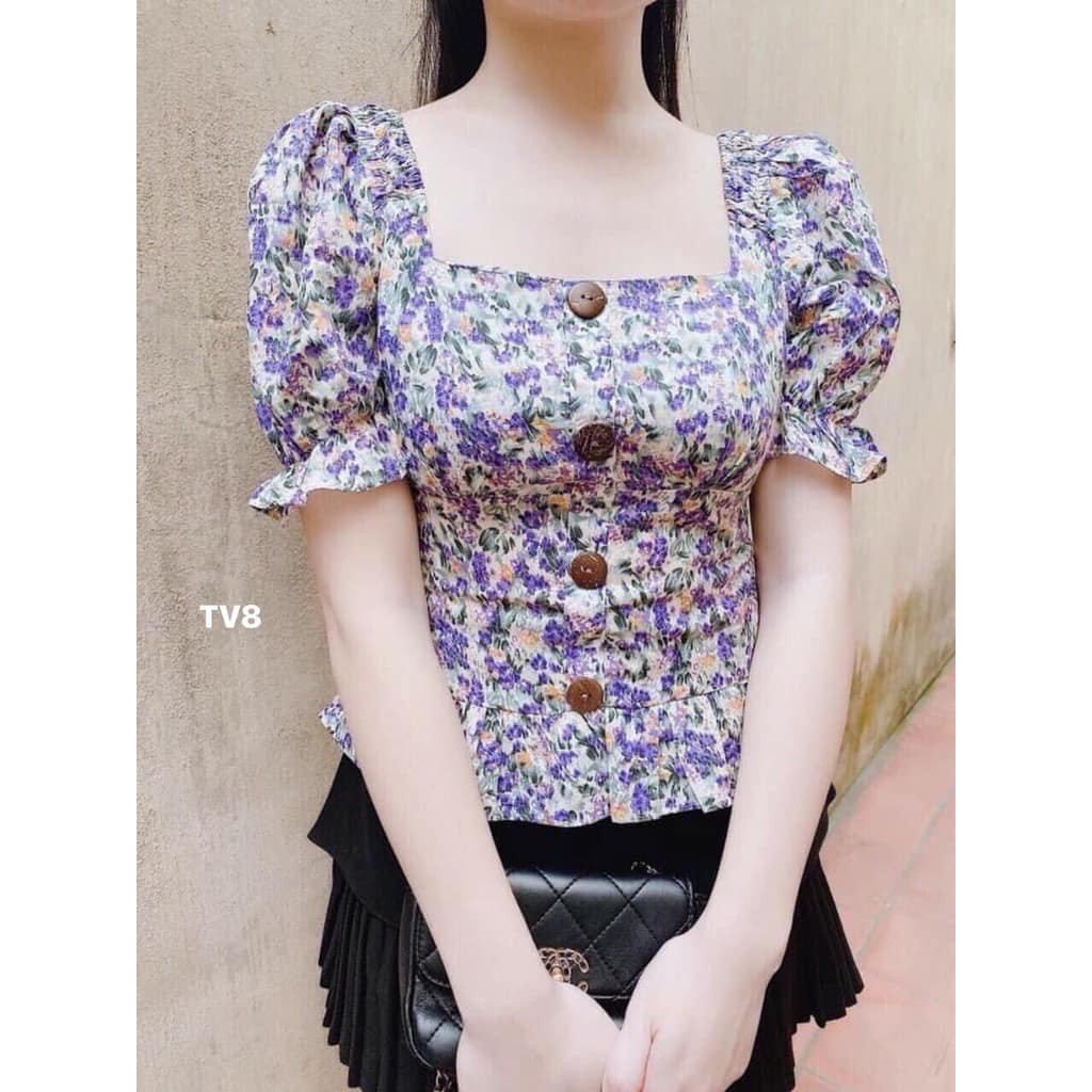 Bán sỉ áo hoa khuy ngực cổ vuông cho nữ x | BigBuy360 - bigbuy360.vn