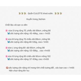 Quần Culotte khoá sườn dáng dài eo thon chất cát hàn