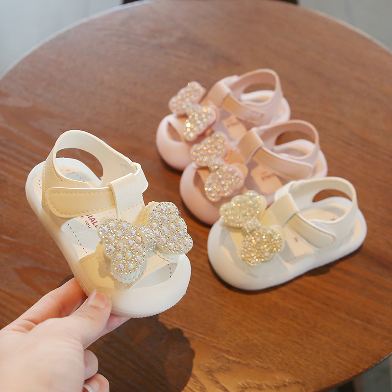 2021 Summer Korean Bow Sandals Girl Princess Sandals Soft Baby Breathable First Walker Learning Shoes