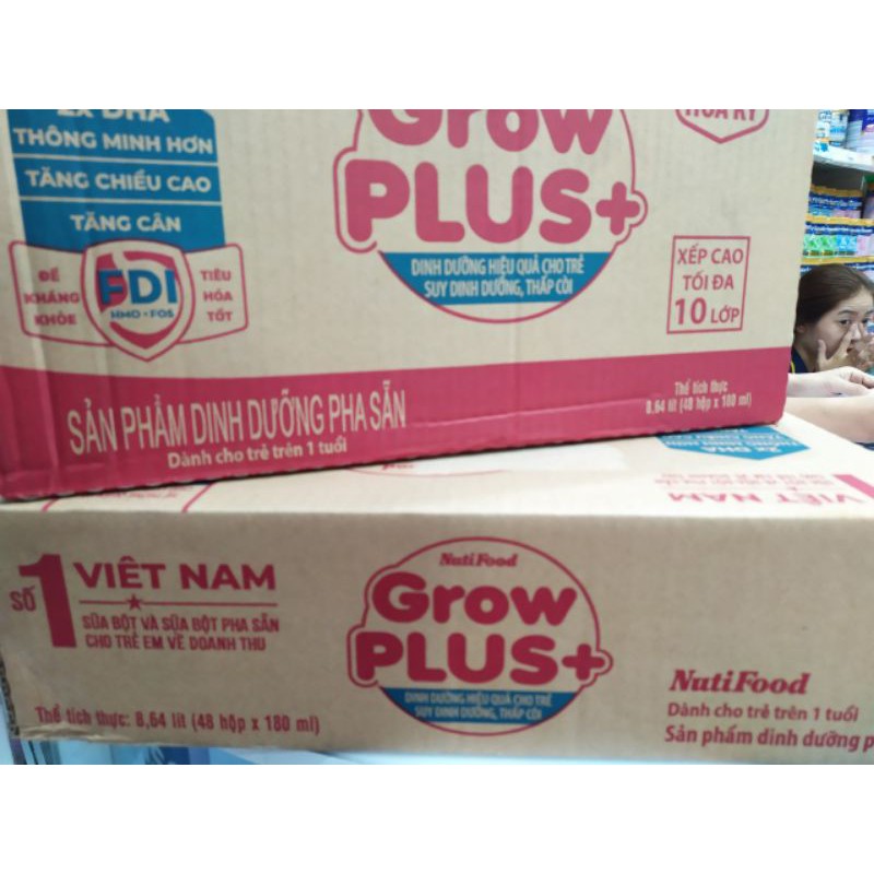 Sữa nước Grow plus+ đỏ 180ml ×48 hộp
