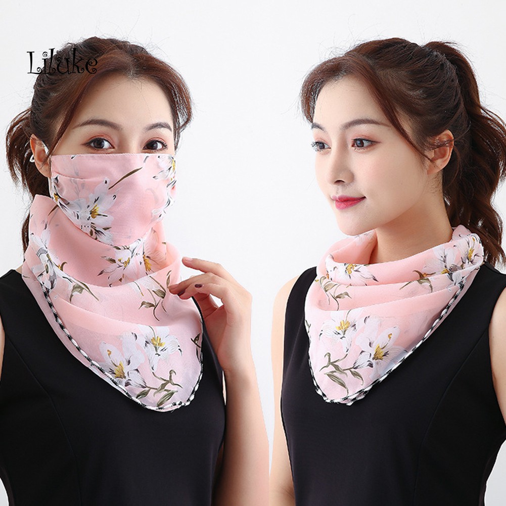 Khăn Choàng Cổ Chiffon Chống Tia UV Có Thể Điều Chỉnh In Họa Tiết Hoa Dành Cho Nữ