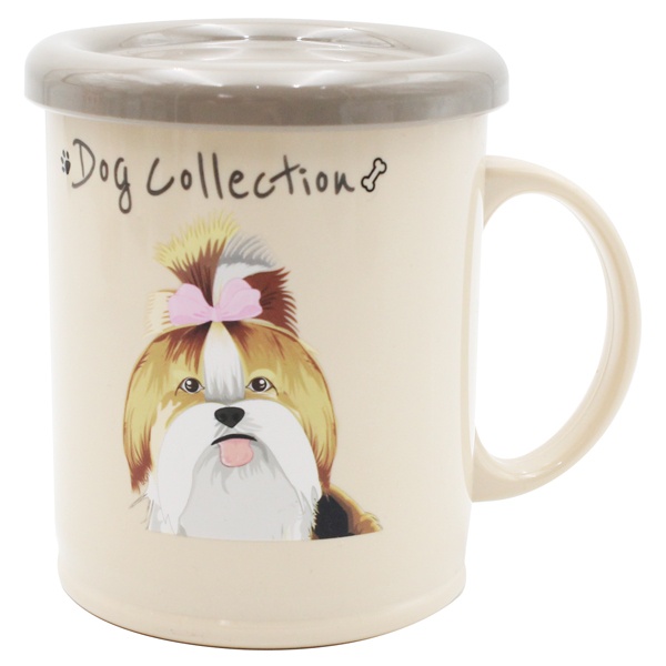 Ca Nhựa Có Nắp 350 ml Dog Collection - Moshi Moshi 313 - Màu Nâu