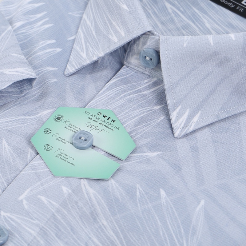 Áo sơ mi ngắn tay Nam Owen Bạc hà Body Fit Ghi - BA220060NT