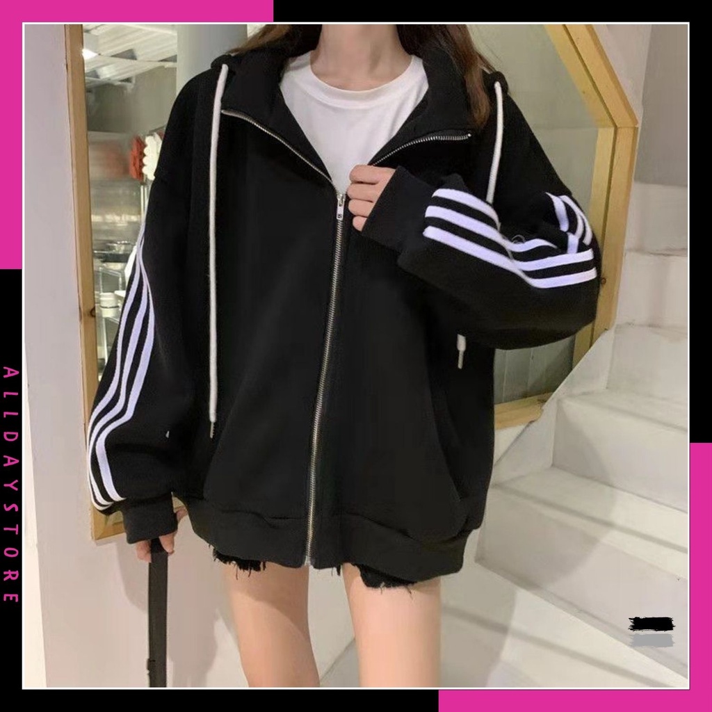 Áo khoác lót nỉ kẻ sọc Hàn Quốc,áo nỉ hoodie