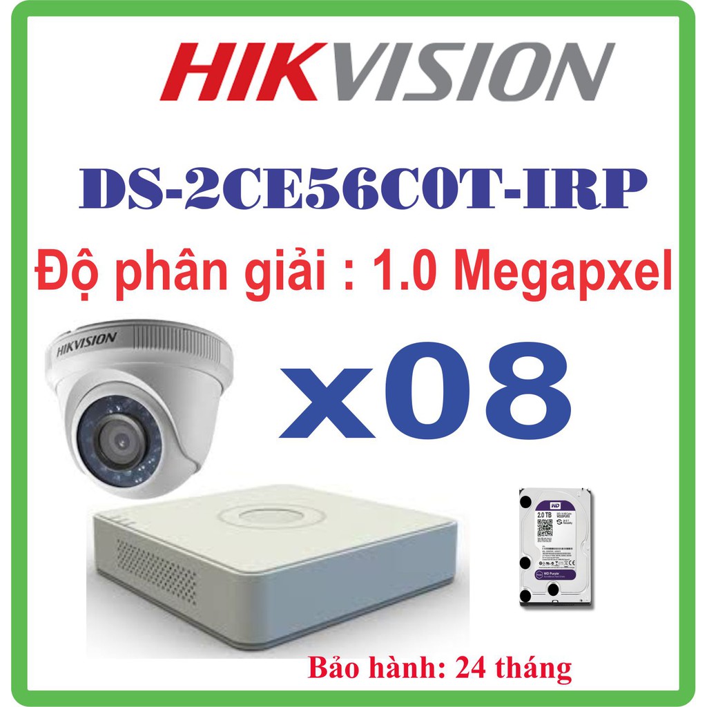 Camera Trọn Bộ 08 CAMERA HIKVISION DS-2CE56COT IRP Giá Rẻ