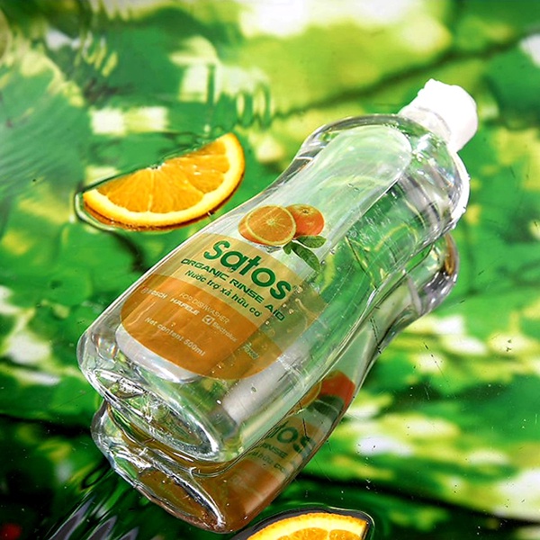 Nước làm bóng sinh học Satos 500ml - Dùng cho các dòng máy rửa bát - không mùi, không màu,an toàn cho sức khoẻ.
