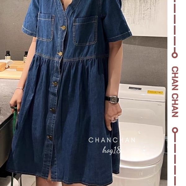 Váy Jean Dáng Ngắn Chữ A Phong Cách Ulzzang, Váy Yếm Bò Demin