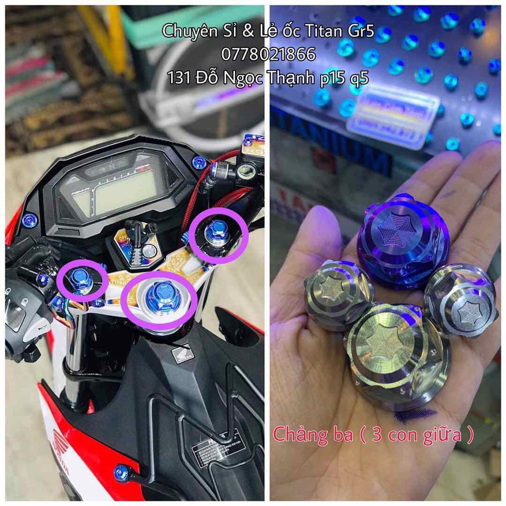 Combo 3 con ốc titan GR5 chảng ba titan gr5 sonic raider satria