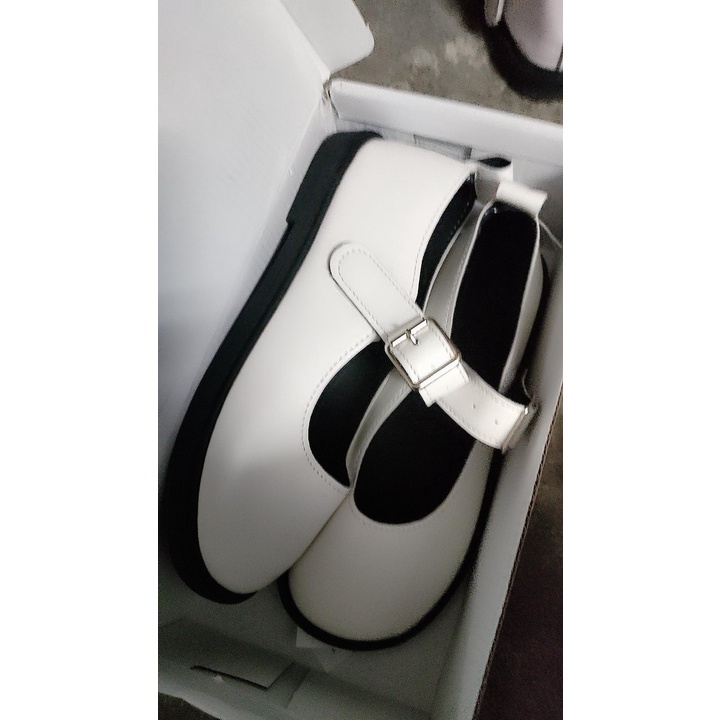 Giày marry Jane nữ da nhám 3 màu đen, trắng và nâu cài quai vuông