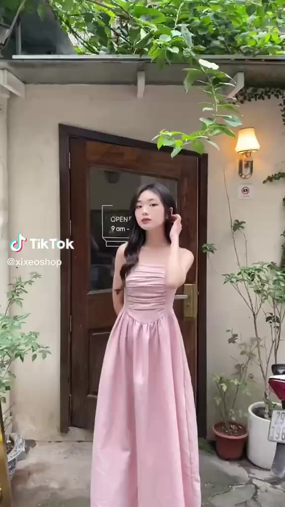 Váy 2 dây nữ cúp ngực xếp ly dáng dài, đầm maxi phong cách tiểu thư xixeoshop - V458 | BigBuy360 - bigbuy360.vn