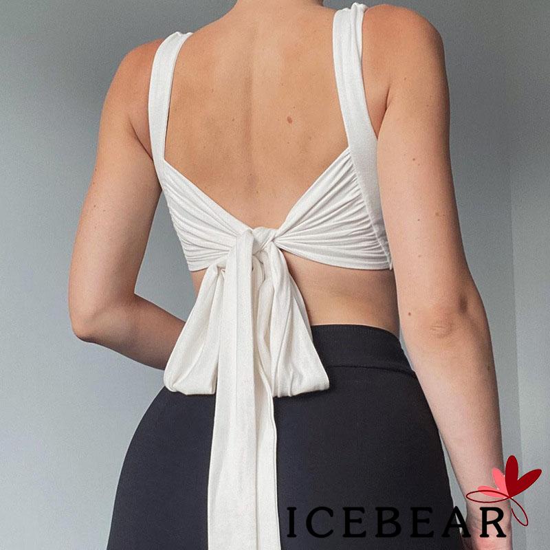 Áo hai dây cổ chữ U hở lưng màu sắc đơn giản dành cho nữ