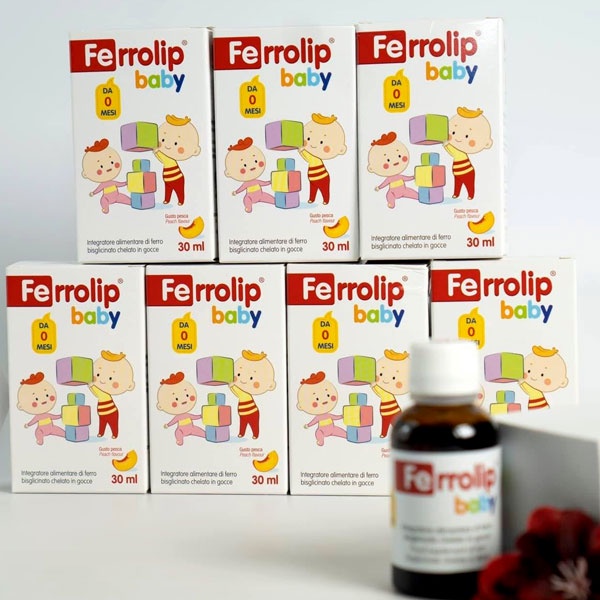Ferrolip Baby, Sắt Italya vị Đào, thơm ngon, không nóng, Hỗ trợ bổ sung sắt cho cơ thể, tạo hồng cầu mới (Chai 30ml)