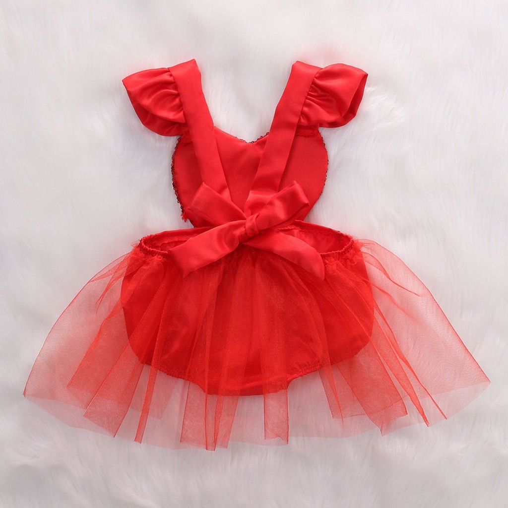 ღ♛ღXMAS Baby Girl Sequins Heart Tulle Romper Jumpsuit Outfits Sunsuit One-pieces