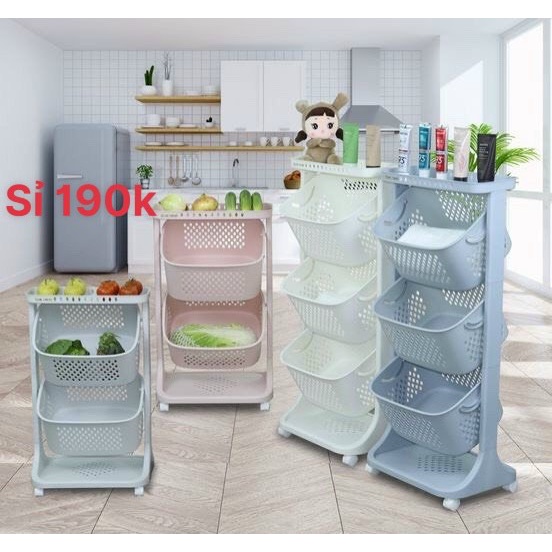 ⚡Kệ sọt để đồ 3 tầng Việt Nhật đa năng có bánh xe đa chiều,có thể tách rời