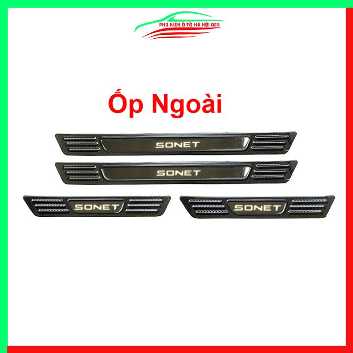 Ốp bậc cửa, nẹp bước chân Sonet 2021-2024 vân cacbon chống trầy bảo vệ trang trí xe