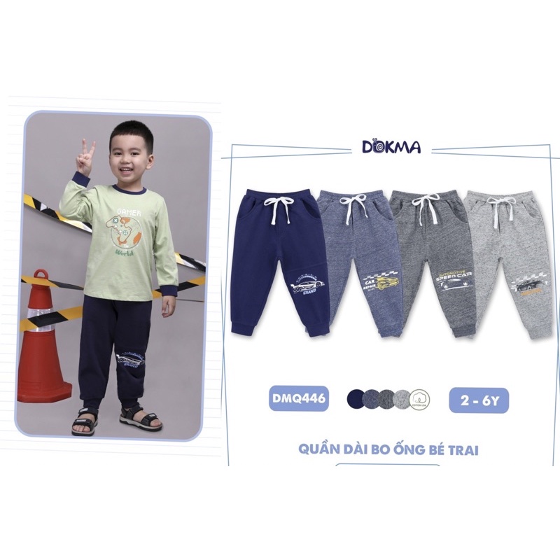 DMQ446 Quần da cá bé trai Dokma vải cotton mỏng vừa (2-6T)