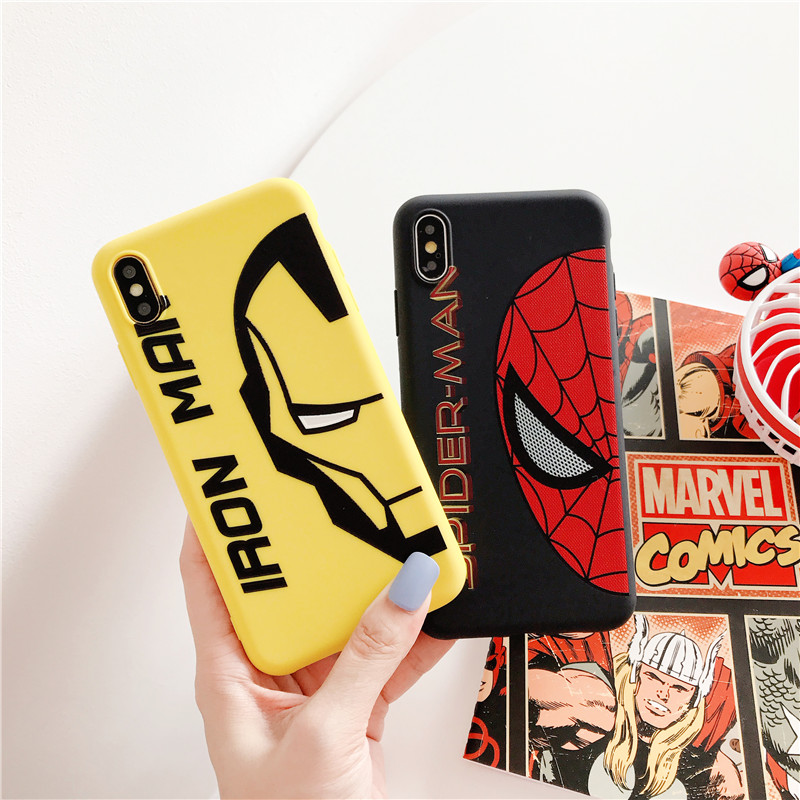 Ốp điện thoại họa tiết Spider-Man Iron Man dành cho iPhone 6 6sPlus 7 8 Plus X XS Max 11 Pro Max