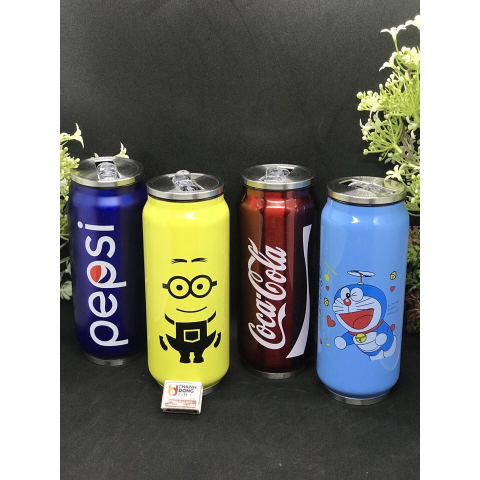 ( RẺ BẤT NGỜ) BÌNH GIỮ NHIỆT COCA PEPSI 500ml ( tặng kèm ống hút) TDG034B105