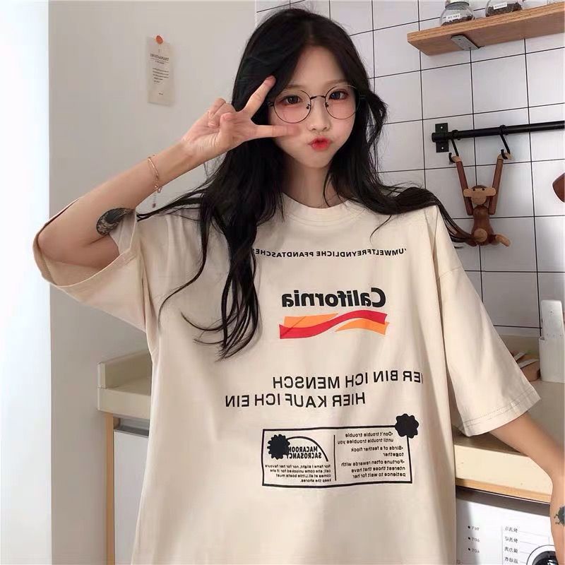 Áo Thun Ngắn Tay Dáng Rộng Phong Cách Harajuku Thời Trang Mùa Hè Mới Cho Nữ