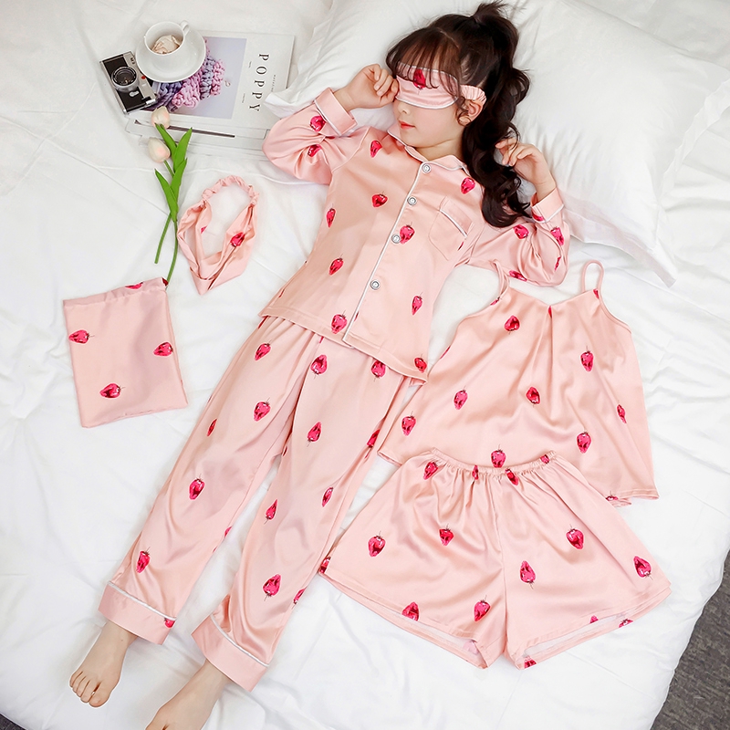 Bộ Đồ Ngủ Ngắn Tay Bằng Lụa Xinh Xắn Dành Cho Nữ | BigBuy360 - bigbuy360.vn