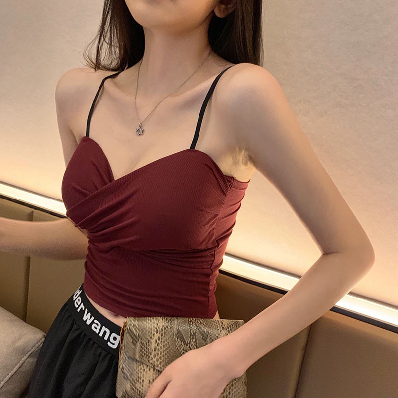 Áo hai dây màu trơn sành điệu và quyến rũ cho nữ