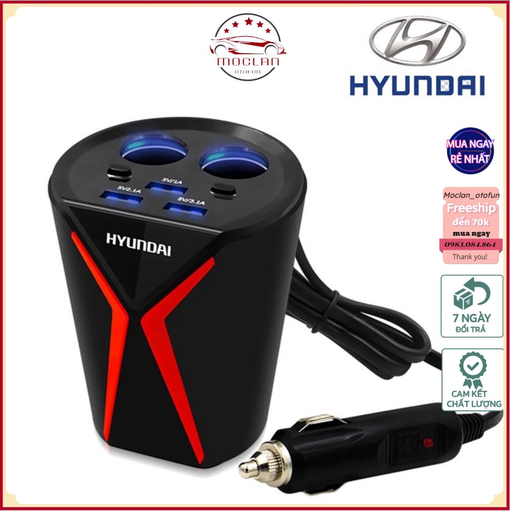 Hy-18 tẩu cốc hai nguồn ba cổng USB-bộ chia tẩu sạc thông minh