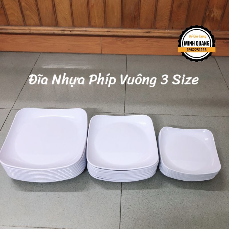 Đĩa Nhựa Phíp Vuông Trắng 3 Size Nhựa Việt Nhật Để Hoa Quả, Thực Phẩm Chịu Nhiệt Cao