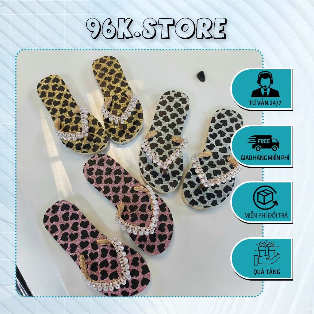Dép Lào/Dép kẹp xốp ép kèm charm Chất Liệu Cao Su Mẫu Beo Ngọc