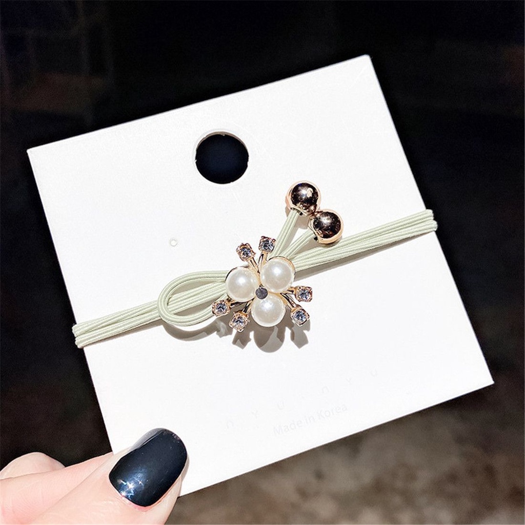 Dây Buộc Tóc Co Giãn Đính Hạt Ngọc Trai Màu Sắc Ngẫu Nhiên Cho Nữ