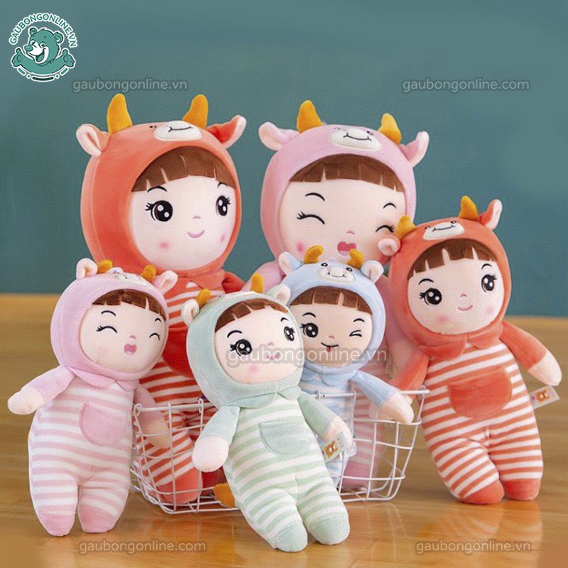 Búp Bê Baby Áo Kẻ | Búp bê nhồi bông siêu cute kích thước 35 cm hàng cao cấp