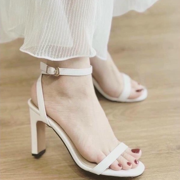 Giày cao gót nữ quai ngang mặc áo dài Thiên Hương giày VNXK BP35Q65 Sandal cao gót 9 phân cm p 3 màu đi làm đi chơi