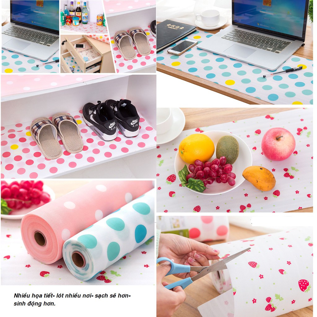 Cuộn giấy họa tiết lót bàn ăn, bếp, tủ lạnh size 30x300CM