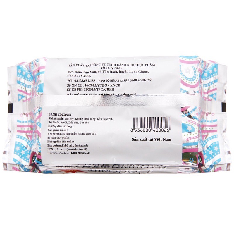 Bánh Quy Phủ Đường Coconut Baobing gói 180g