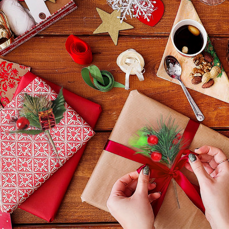 Set 2 Nhánh Quả Berry Nhân Tạo Bằng Nhựa Dùng Trang Trí Giáng Sinh