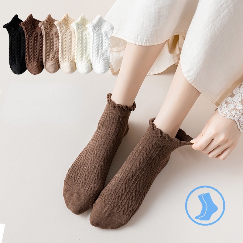 FHYL 1 Đôi Tất Chân Cotton Phối Ren Dễ Thương Cho Nữ