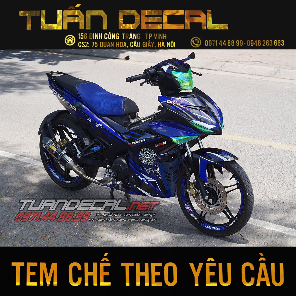 Tem Trùm Exciter 150 Monster Xanh Đen