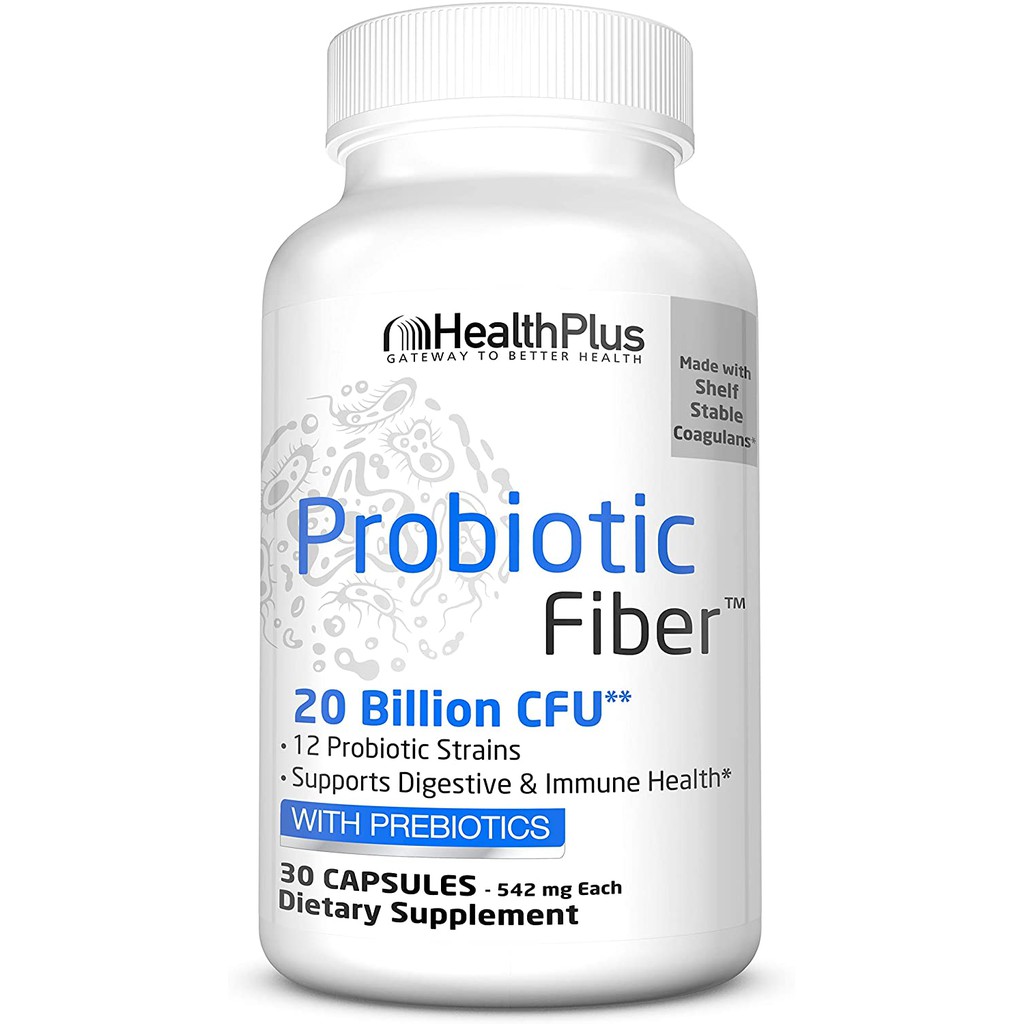 Thực phẩm bảo vệ sức khỏe Health plus Probiotic fiber with 20 billion CFU giúp hệ miễn dịch khỏe mạnh chai 30 viên