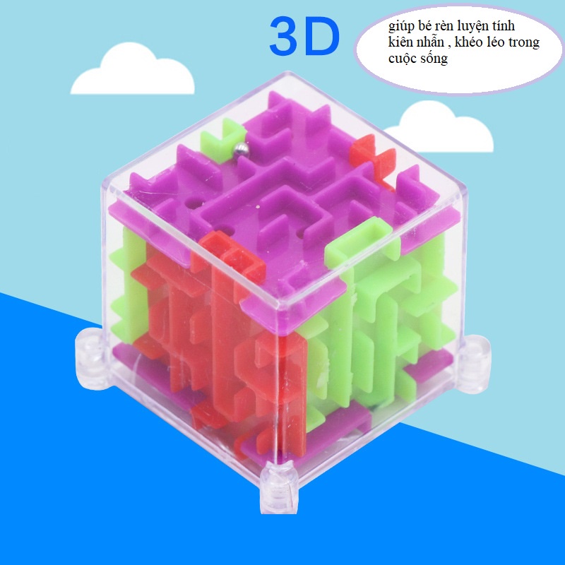 Đồ chơi mê cung 3D cho bé, rubik mê cung 3D trong suốt, lăn bi mê cung cho bé sáng tạo phát triển trí tuệ 4x4x4cm