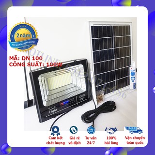 Đèn năng lượng mặt trời, đèn pha led 100W nhôm đúc, chiếu sáng thông minh, chống nước độ bền cao với thời tiết