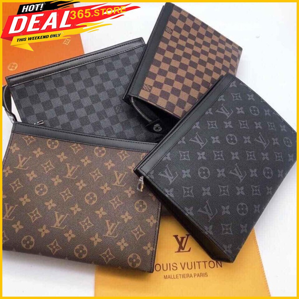 KGD LDO Clutch Cầm Tay Lv, Túi Ví Da Cầm Tay Unisex Cho Cả Nam Và Nữ, Cỡ Vừa 20cmx15x5cm 12 13