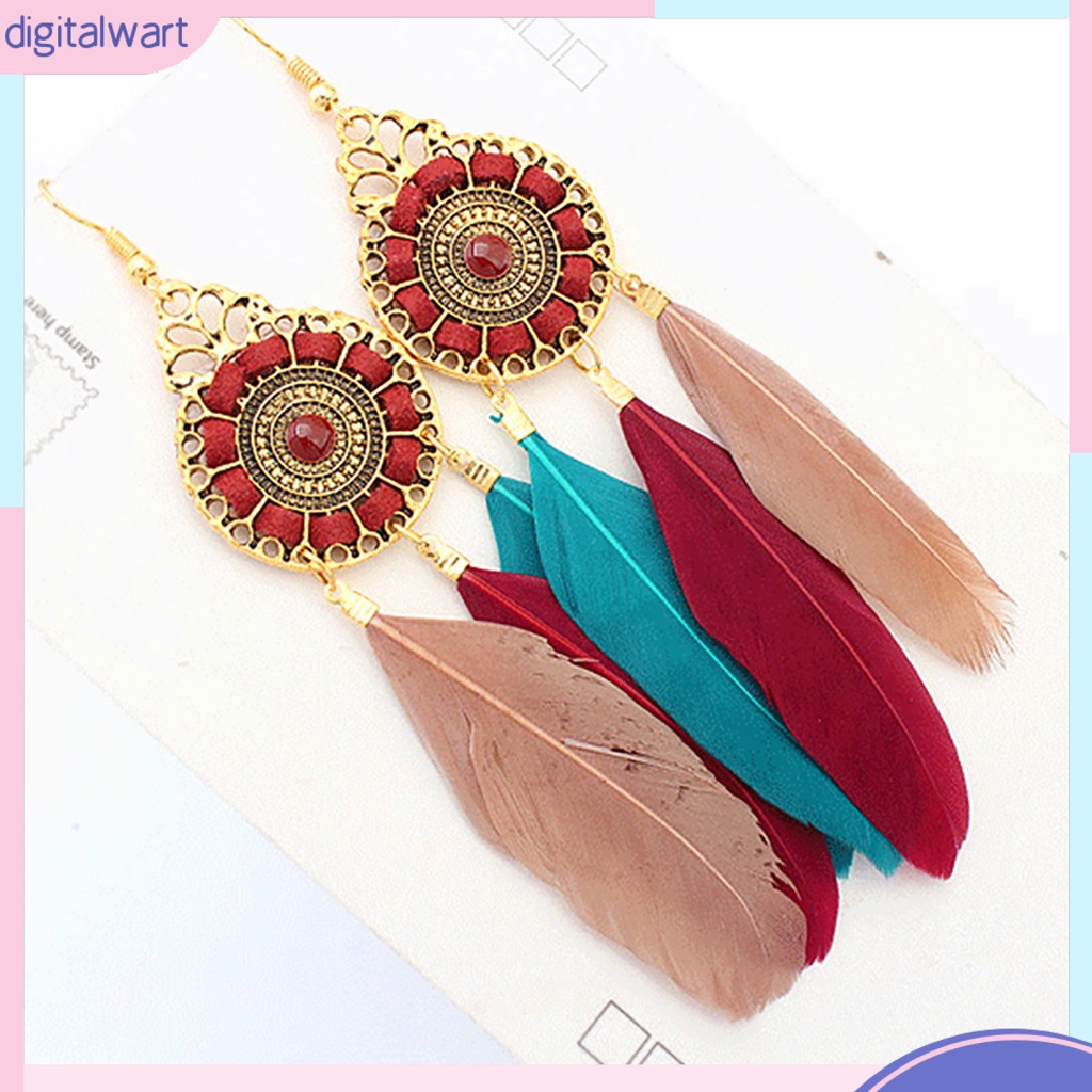 Đôi bông tai họa tiết lông vũ kiểu dáng vintage cho nữ