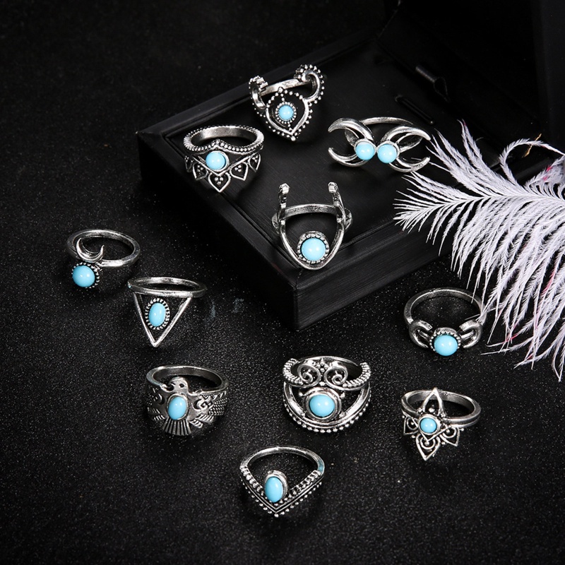Set 11 Nhẫn Đính Đá Mắt Mèo Thời Trang Cho Nữ