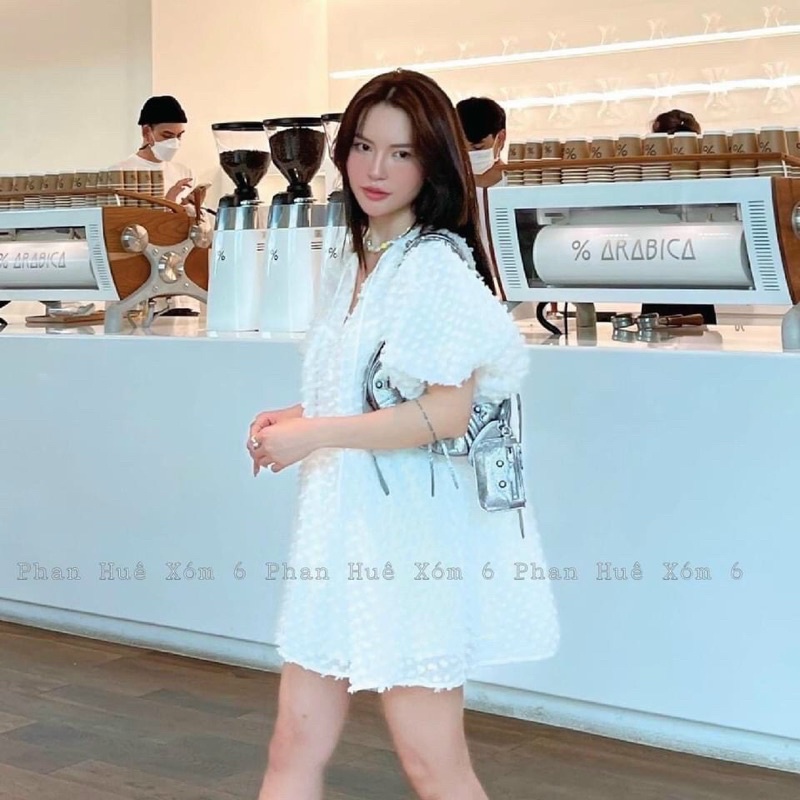 Đầm bông suông babydoll tay bồng