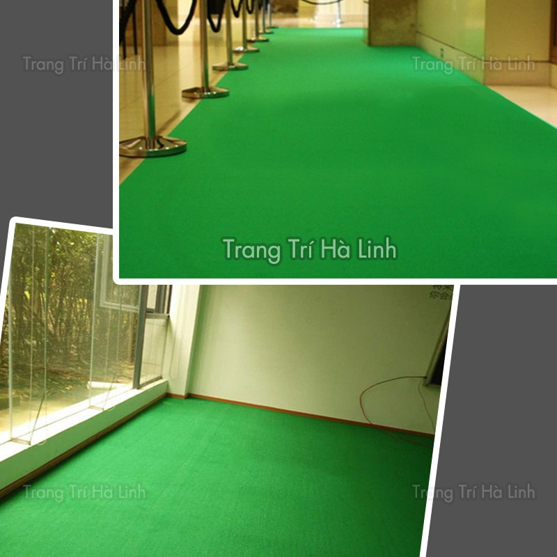 Thảm nỉ trải lót sàn nhà màu xanh lá cho văn phòng sự kiện giá rẻ dày 3mm