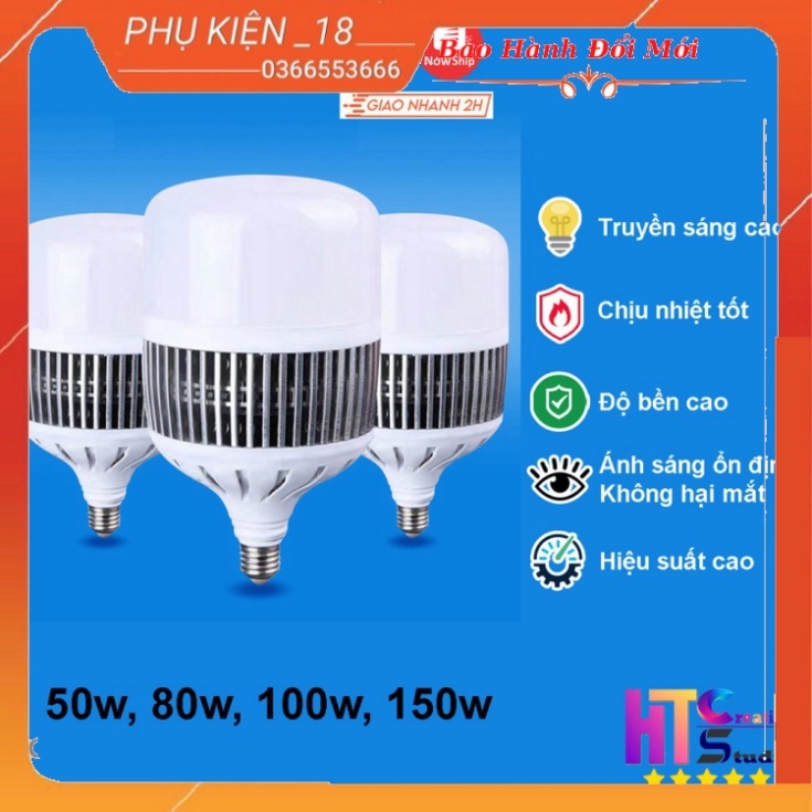 Bóng đèn Led Bulb 50w, 80w, 100w, 150w đủ công suất, đui E27, tản nhiệt nhôm, ánh sáng trắng, dùng cho chụp ảnh, live st