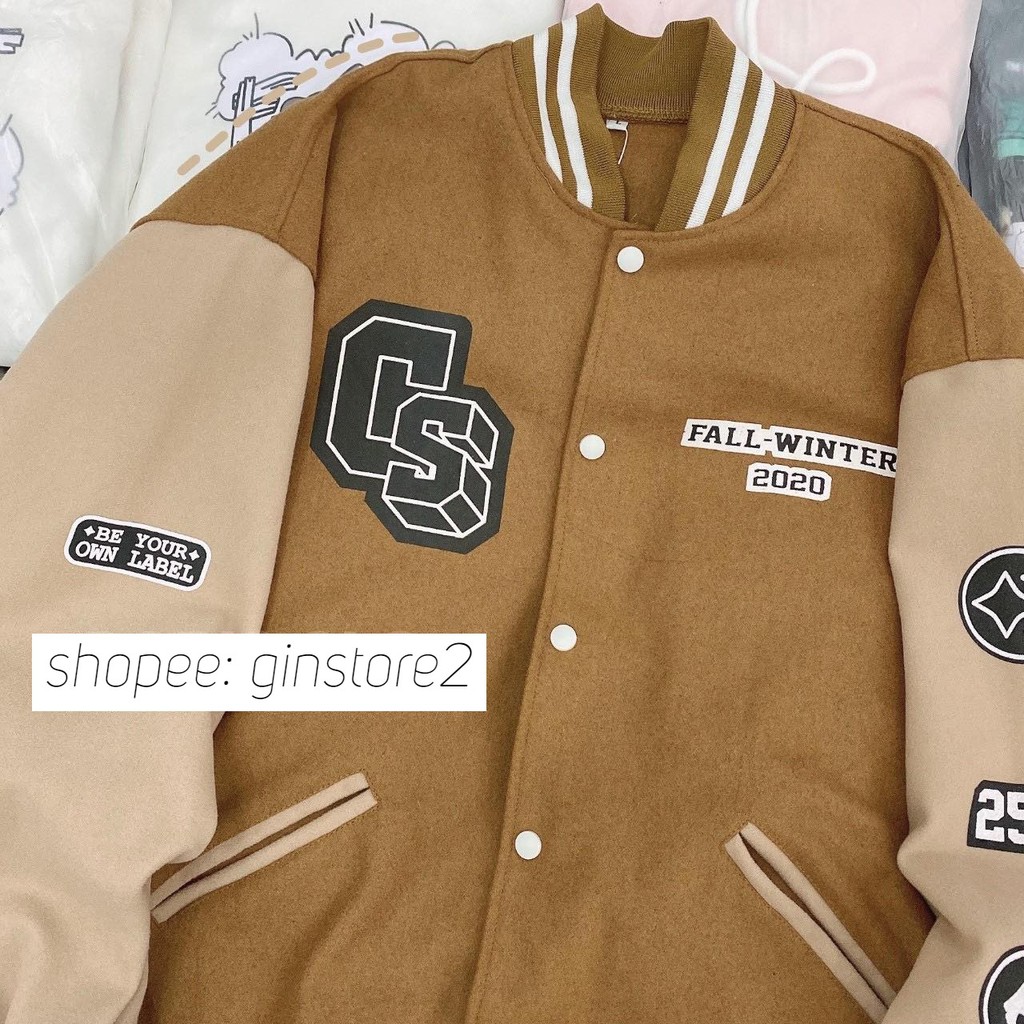 Áo khoác bomber nam nữ kaki oversize Áo bomber form rộng Áo khoác bóng chày Candle unisex - Gin Store | BigBuy360 - bigbuy360.vn